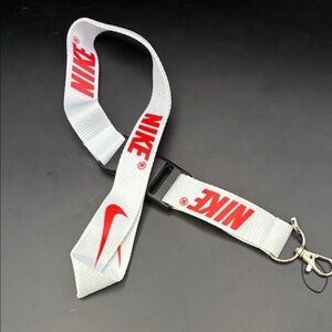 Nike White Lanyard with Red Logo